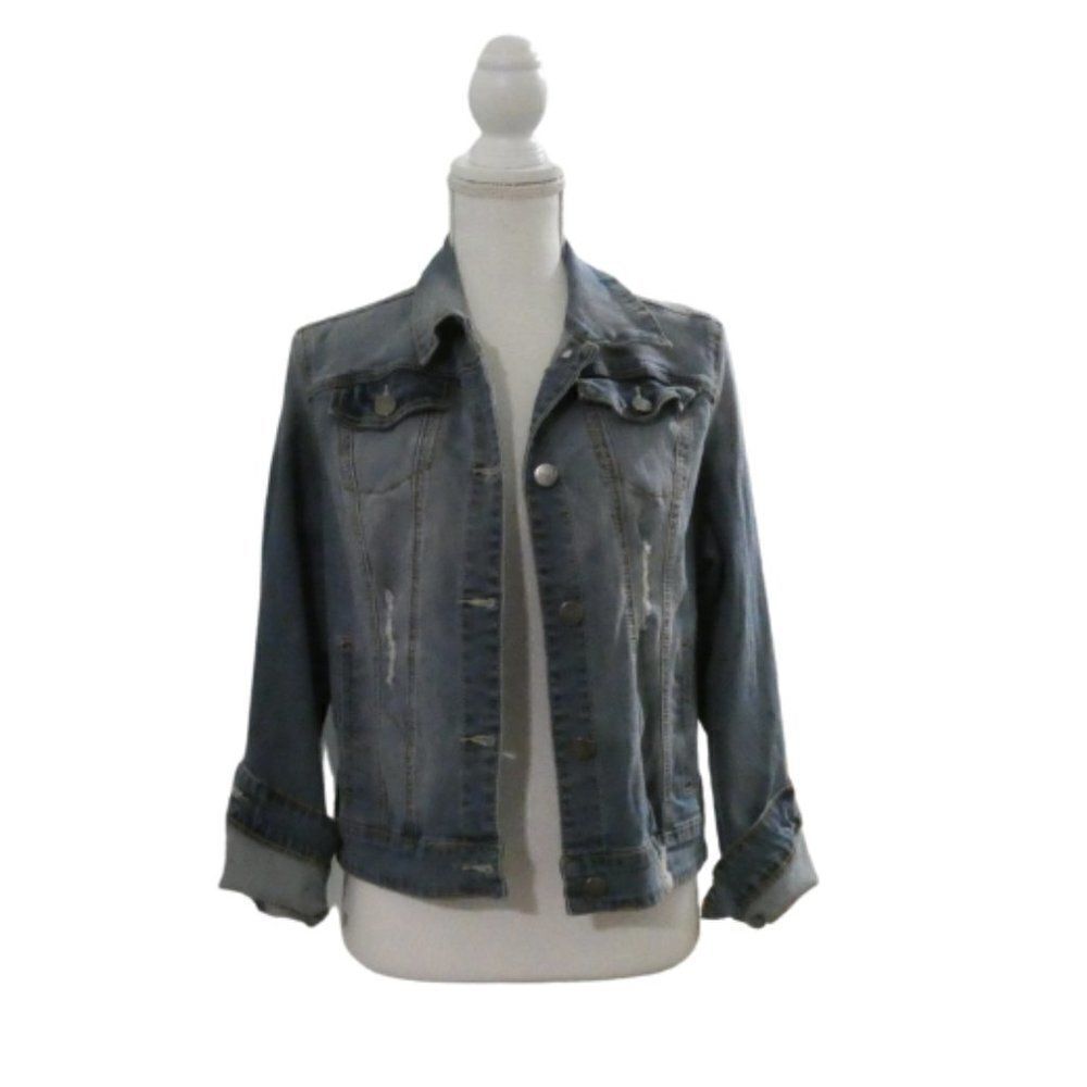 Project Indigo Flex Distressed Blue Jean Jacket - Picture 2 of 4